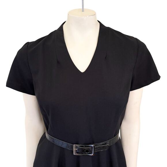 NWT VTG PENDLETON Wool Midi Dress in Black  Short sleeve A-line Belted  SZ 8P - Picture 2 of 11